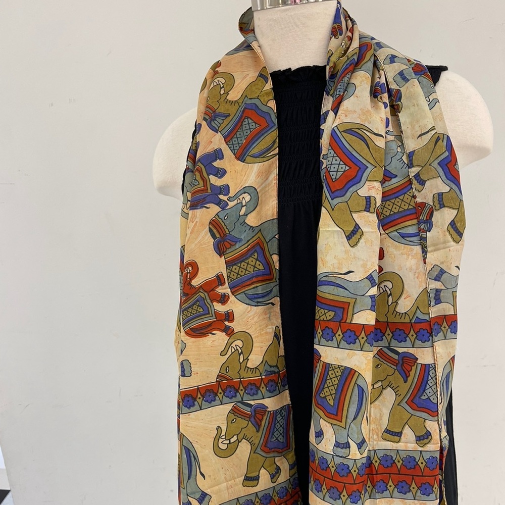 100 percent pure silk elephant scarf